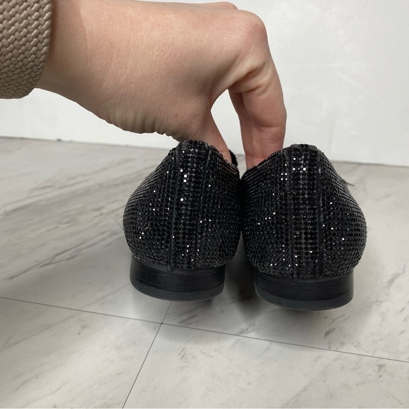 Steve Madden Riski Black Rhinestone Square Toe Loafer 6 1/2 M - Picture 4 of 15
